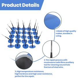 Tyre Repair Mushroom Nails, 24 Pieces Self-Repair Rubber Self Tubeless 5 mm Plug for Car Motorcycle Bicycle