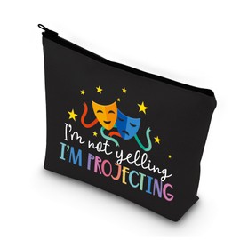 BDPWSS Theatre Makeup Bag Drama Theater Lover Gift Comedy Tragedy Masks Cosmetic Bag I'm Not Yelling I'm Projecting Drama Acting Travel Pouch (Yelling projecting BLCA)