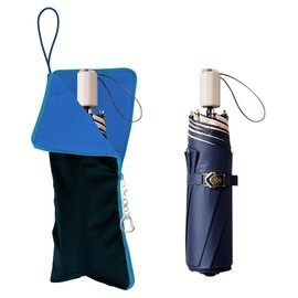 Wet Umbrella Bags for Folding Umbrellas, Water Absorbing Rain Umbrella Sleeves with Hanging Buckle for Backpack, Waterproof Cover for Commute Travel Outdoor (Blue, 11 in long)