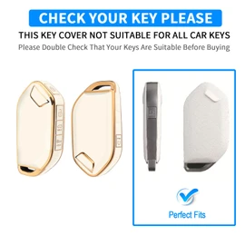 QBUC for Kia Key fob Cover,Soft TPU 360°Car Key Case Protector with Leather Keychain Compatible with Kia Telluride 2023/2024 5 Buttons Smart Key (White)