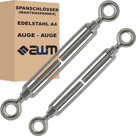Stainless Steel VA4 Rope Tensioner Wire Rope Turnbuckle Wire Tensioner Tensioner - 2 Pieces (Eye x Eye (Open) - M6)