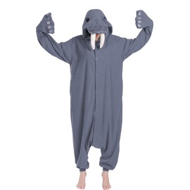 sazpajacos Walrus One-Piece Pyjamas Funny Walrus Animal Pyjamas Walrus Romper Christmas Carnival Cosplay Costume, gray