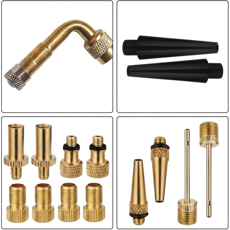 FABULETTA Kit 15 Adaptadores Válvula Bicicleta, Cobre SV DV AV