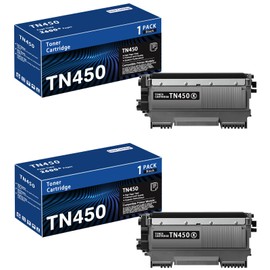 TN450 Black 2-Pack High Yield Toner Cartridge Compatible Brother TN-450 TN 450 Replacement for HL-2240 HL-2270DW HL-2280DW MFC-7360N MFC-7460DN MFC-7860DW IntelliFax 2840 2940 Printer