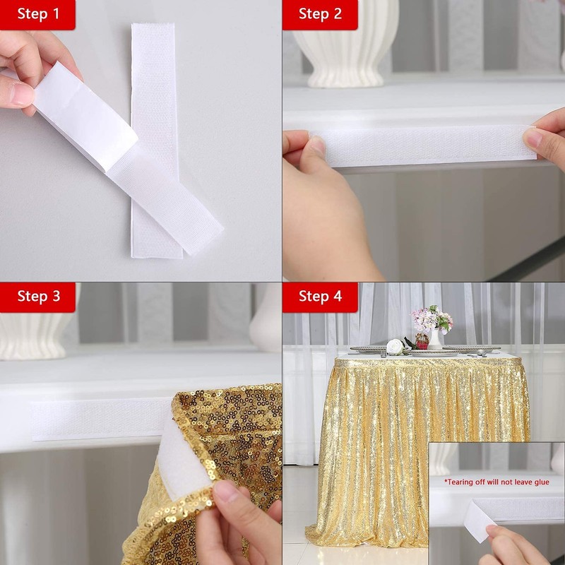 PartyDelight 6ft Gold Sequin Table Skirt for Round/Rectangle/Square Table for