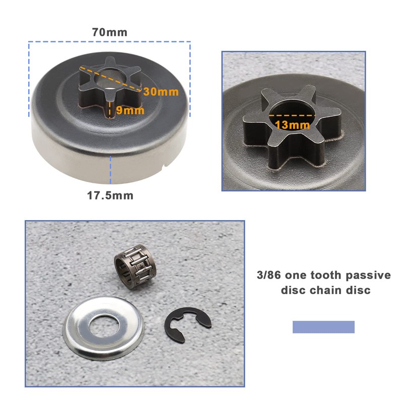 eMagTech 3/8 6T Clutch Drum Sprocket Washer E-Clip Kit Compatible