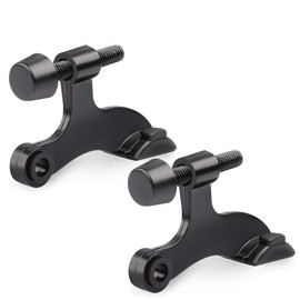 HOMOTEK 2 Pack Hinge Pin Black Door Stopper,Adjustable Deluxe Heavy Duty Door Stopper 2-1/2"x1-3/4”,with Black Rubber Bumper Tips