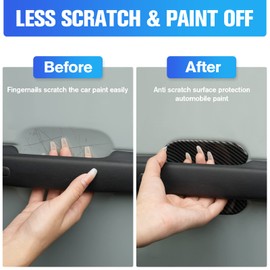 LitMiRaCle Car Door Bowl Scratch Protector for Ford Bronco, Exterior Door Handle Bowl Cover Protection Trim Accessories Compatible with Ford Bronco 2021 2022 2023 4 Doors, Carbon Fiber