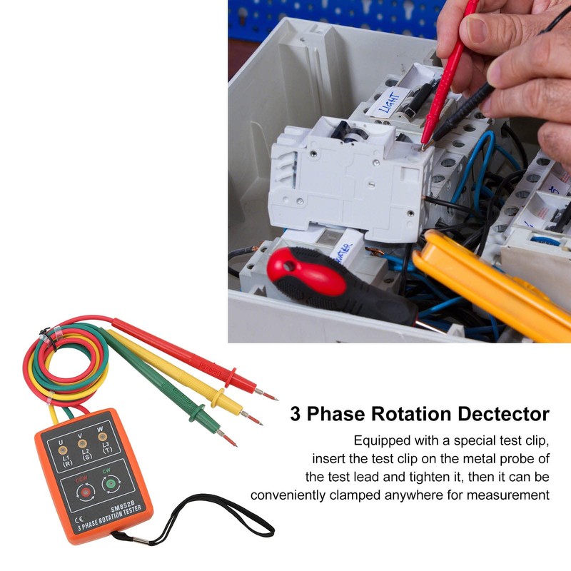 3 Phase AC60~600V Rotation Tester 20Hz to 400Hz Wide Frequency