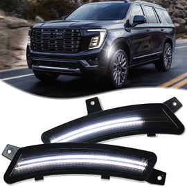 LED Front Fender LED Side Marker Lights Kit for 2025 2026+ GMC Yukon XL,2025-2026+ Chevy Tahoe Suburban/for 2025+ Cadilac Escalade ESV, Smoked Lens Side Bumper Marker Lamps,2pcs (White)