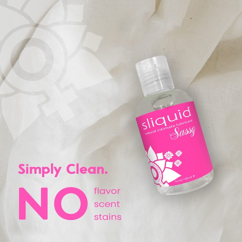 Sliquid Sassy Water-Based Lube - Thick, Long-Lasting Gel, Natural Lube
