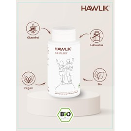 HAWLIK 40-Plus Bio Vitalpilzmischung 240 Kapseln, Mit Vitamin C, Kombination aus Reishi, Cordyceps, Shiitake, Agaricus, Natürlicher Anbau, Vegan