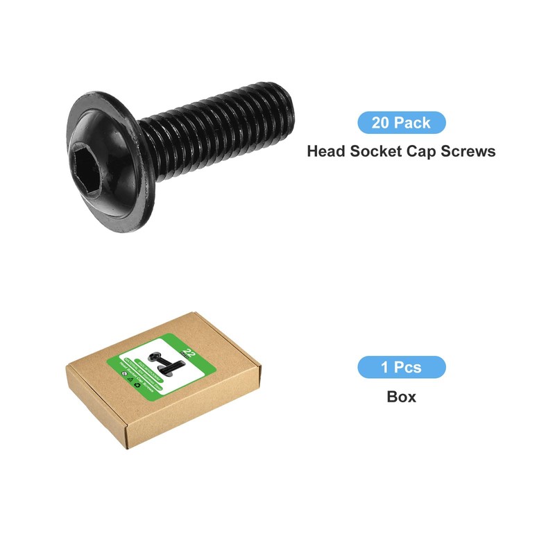 sourcing map 20Pcs M10-1.5x30mm Flanged Button Head Socket Cap Screws,