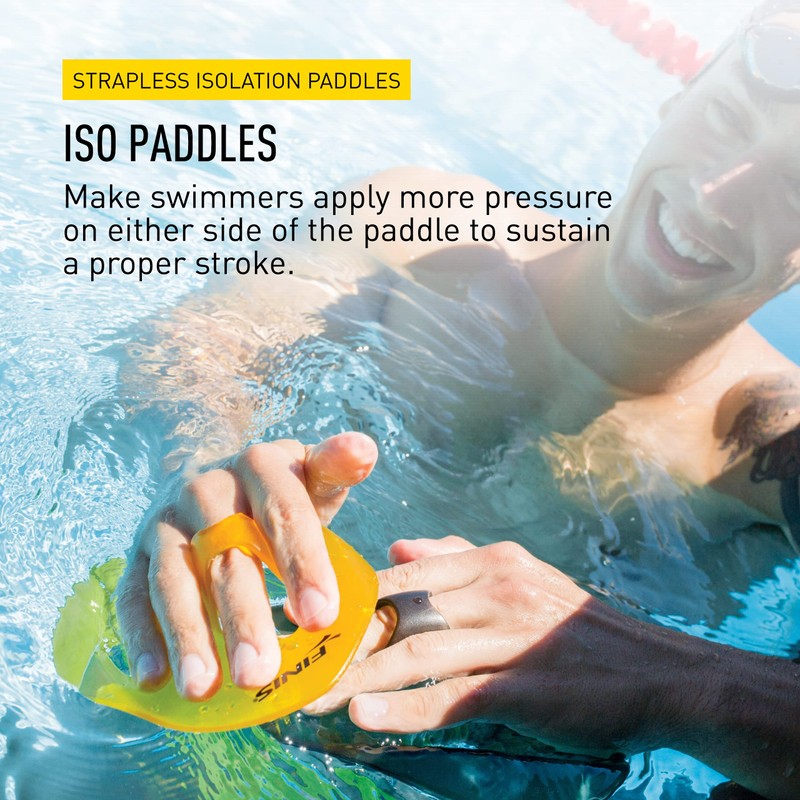 FINIS Iso Strapless Isolation Paddles, Black/Gold - Medium