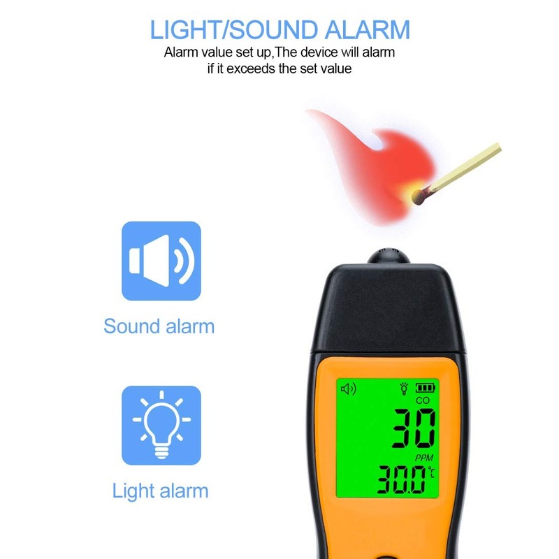 Handheld Carbon Monoxide Meter, Portable Carbon Monoxide Detector, Professional-Grade CO