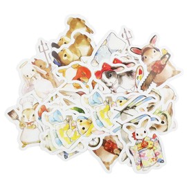 40Pcs Rabbit Stickers, Colorful Rabbit Scrapbooking Stickers, Vinyl Watercolor Hare Stickers for Album,Travel Journal, Scrapbooking