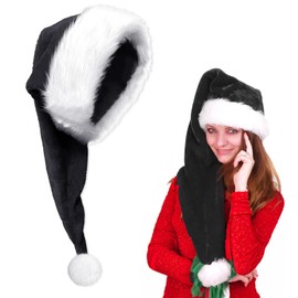 Extra Long Santa Claus Hat for Adults,75cm Large Black Christmas Hat Xmas Caps,Velvet Christmas Hat Santa Claus Costume Father Christmas Fancy Dress Accessory Props For Christmas Party Funny Xmas Gift