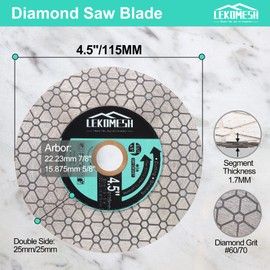 Diamond Tile Saw Blade 4.5"/115mm - Double-Sided Diamond Discs LEKOMESH for Cutting Grinding Porcelain Ceramic Tile Marble Granite Artificial Stone,Angle Grinder Blade,Arbor 7/8"-5/8"