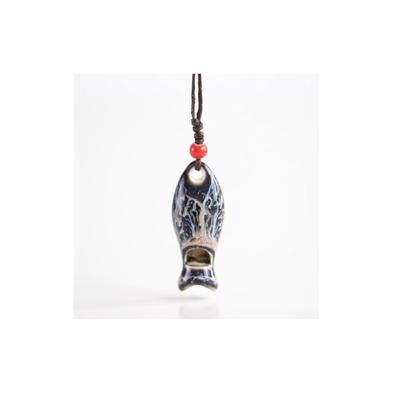 POYAMUSE Ceramic Fish Whistle Pendant Necklace for Women - Handmade