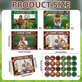 party greeting 24 Sets Football Picture Frame Craft Kits Football Athlete Team DIY Photo Frame Crafts Sport Touch Down Gifts for Kids Home School Kindergarten Party Activity Tabletop Display Decor
