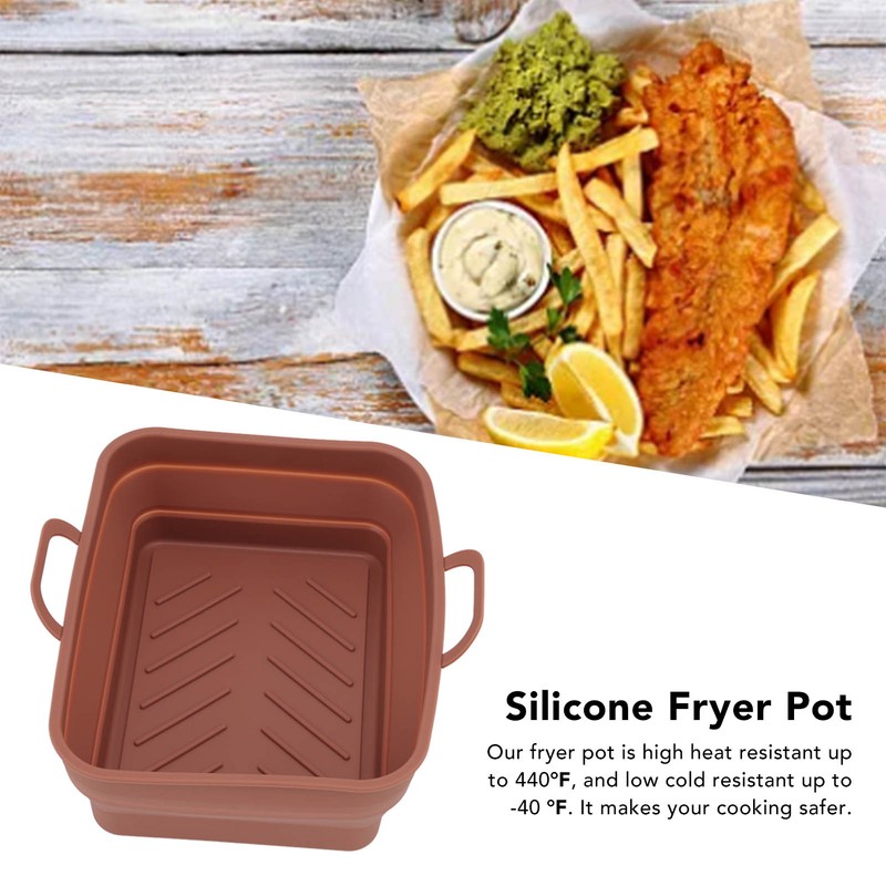 2 Pcs Silicone Air Cooker Pot with Handle Rectangular Fryer