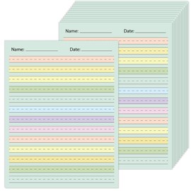 OBUSATT 100 Sheets Multi-Color Raised Line Paper Kindergarten Practice Tactile Writing Papers with 0.5inch Spacing Primary Handwriting Tablet for Kids Teachers Sensory with Line 8.5 x 11 Inch