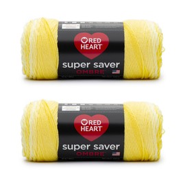 Red Heart Super Saver Jumbo Lemon, 2 Pack 14oz/396g-Acrylic-#4 Medium-744 Yards, Knitting/Crochet
