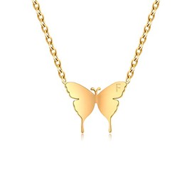 Chain Gold Women’s Necklace, Gold Plated Chain, Butterfly with Letters Pendant, High Quality Stainless Steel Chain for Women, Girls, Stainless Steel