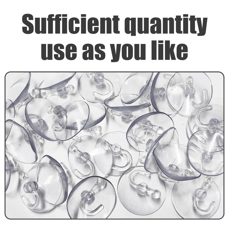 SLEEKEE 40 Transparent Suction Cup Hooks with 4 cm Diameter