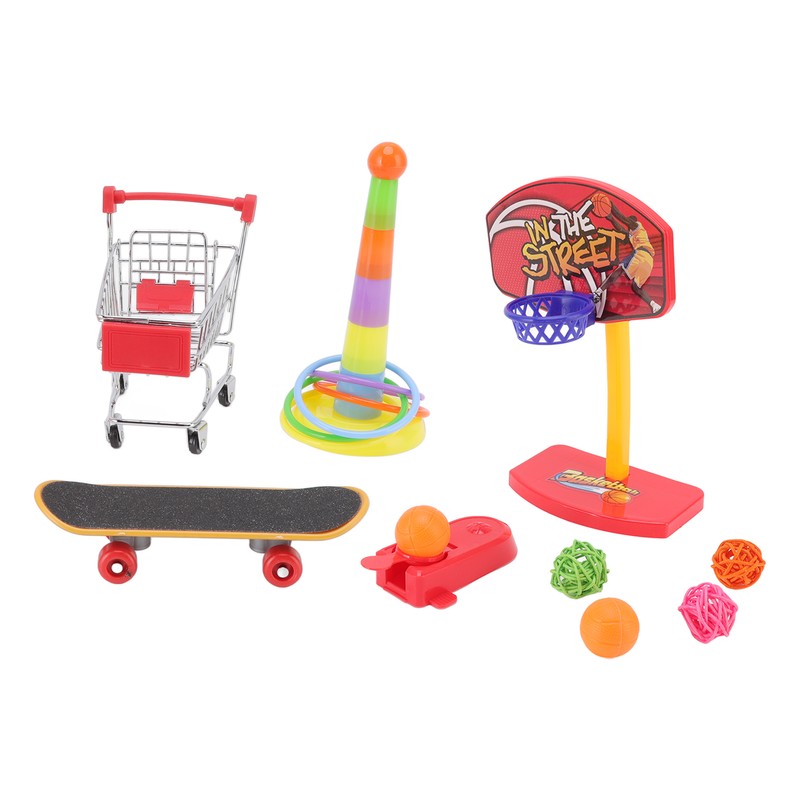 4pcs Bird Training Toys Interactive Fun Basketball Skateboard Trolley Parrot