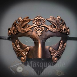 BeyondMasquerade Mens Greek Roman Warrior Venetian Costume Theatre Masquerade Ball Mask [Copper]