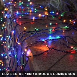 DQST Luces de Solar, 10 M 100 LED, 8 Modos Luces Solares, Impermeable IP65, Cadena de Luces Solar Exterior, Apto para Patios, Jardines, Fiestas, Navidad, etc. (Colorida)