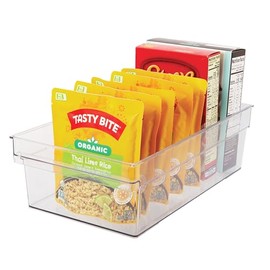 OGGI Easi-Grab Cabinet/Drawer Storage Bin - Clear, Ideal for Kitchen Organization, Pantry Storage, Fridge Organizing - 12 x 8 x 3.75"