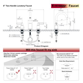 Derengge Widespread Bathroom Faucet,Two Handle Bathroom Sink Faucet with Overflow Pop up Drain, 8 Inch Lavatory Faucet 3 Hole,Warm White Finished,F-2085-WW