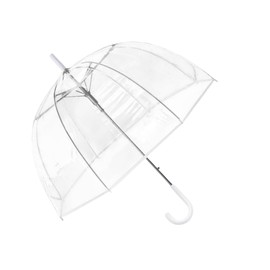 Clear Bubble Wedding Travel Umbrella Large Canopy Transparent Dome Coverage Clear Umbrellas for Rain Adult Men Women Stick Umbrella-Automatic Open Grip Handle Perfect for Weddings (Clear-White)