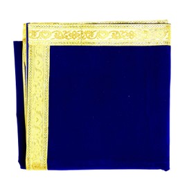 Blue Velvet Pooja Mat Aasan for Diwali Decorations Set of 2 Decorative Puja Cloth Item for Laxmi Ganesh Idol Multipurpose Deepawali Temple Pooja Decor Item Pooja Kit Set(Size:- 40 Inches X 40 Inches)