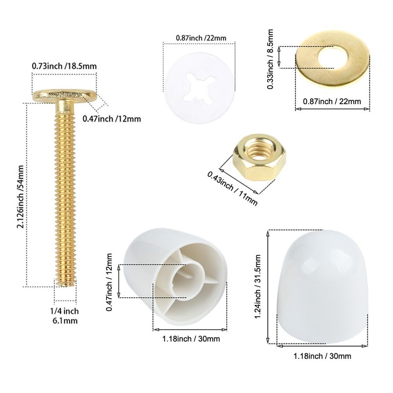 Toilet Flange Bolts, Universal Toilet Bowl to Floor Bolts and