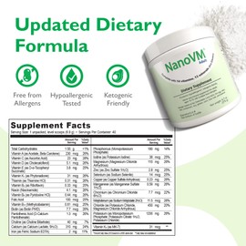 NanoVM Adult, Allergen-Free Vitamin Supplements, Women and Mens Multivitamins with 13 Vitamins & 13 Minerals, Unflavored Multivitamin Powder, Low-Carb Adult Multivitamins, 275g - Solace Nutrition