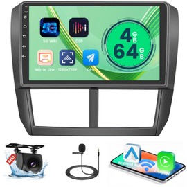 5G WiFi [4+64G] Hikity Android 15 Car Stereo for Subaru Forester 2008-2012 Wireless Carplay Android Auto, 9'' IPS Touch Screen Radio AI DSP/FM/RDS/32EQ Bluetooth Mirror Link GPS SWC Backup Cam+Mic