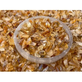 Citrine Chips – Mini Citrine Dark Color Stones, Crushed Undrilled Citrine, Semi-Tumbled Genuine Citrine (1/2 lb)