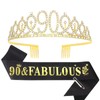 Casoty 90th Birthday Sash and Tiara for Women, 90th Birthday