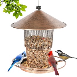 Bird Feeder for Outdoor Hanging, Metal Bird Feeders for Outside Hanging, 4 Lb Large Capacity Birdfeeder to Attracting Birds