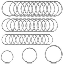 Boloest 36pcs Metal O Rings, Stainless Steel O-Ring Round Welded Rings for DIY Crafts, Hardware, Key Chain, Belt, silver