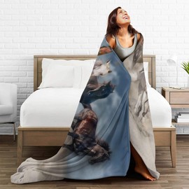 Horse Throw Blanket Gift, Soft Warm Fuzzy Plush Blanket, Smooth Cozy Flannel Blanket for Bed/Couch/Camping (60"x50", Five Horse)