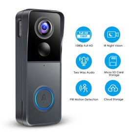 KAMEP Video Doorbell Wireless Camera Doorbells, 1080P HD Smart WiFi Security Camera Door Bell with PIR Motion Detection, 2-Way Audio, Night Vision, IP66 Waterproof, Support SD Card & Cloud Storage