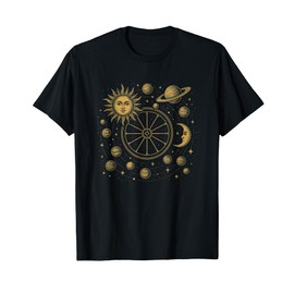 Celestial Sun Moon Planet Star Wheel T-Shirt