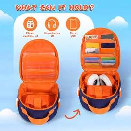 AZURAOKEY Case for Yoto Mini (2024 Edition) - Travel Storage Bag with Card Holder for Up to 30 Cards, Protective Case with Shoulder Strap for Audio Music Player & Headphone Accessories