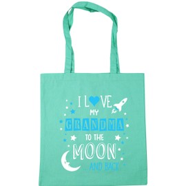 Hippowarehouse I Love My Grandma to the Moon and Back (Blue) Tote Shopping Gym Beach Bag 42cm x38cm, 10 litres