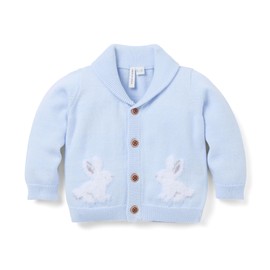 Janie and Jack Baby Boys' Bunny Shawl Collar Cardigan (Infant), Blue