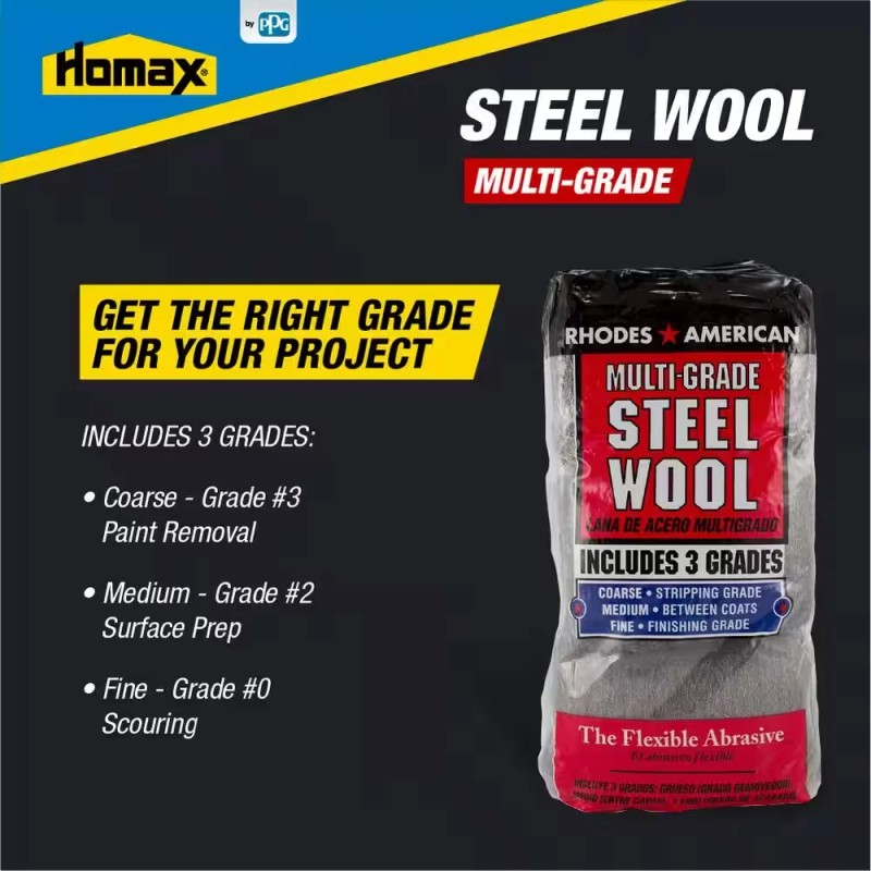 Assorted 12 pad Grit Steel Wool